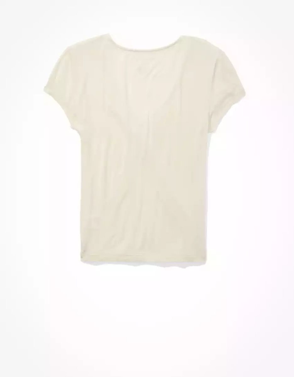 T Shirts American Eagle AE Soft & Sexy Cinch-Front Tee Blanche Femme | EQO-97208488